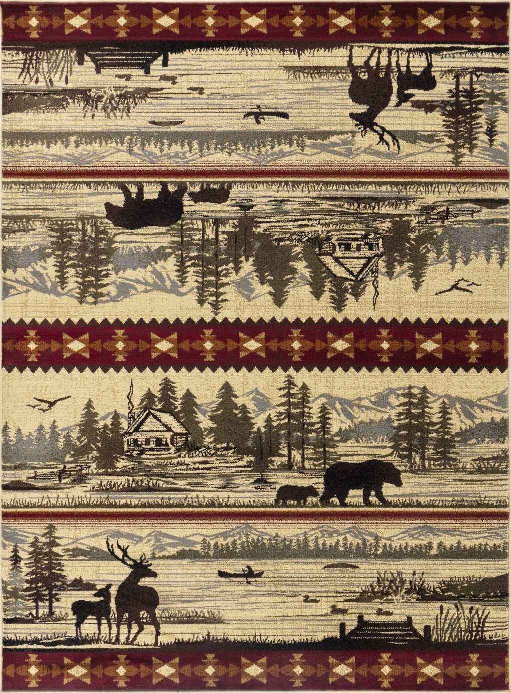 Nature's Nest GC_CBL3005 Multi 7 ft. 10 in. x 10 ft. 3 in. Lodge Area Rug