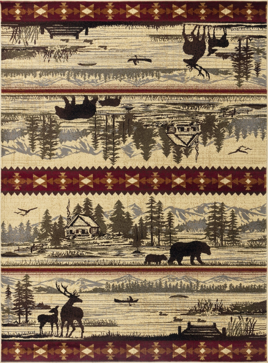 Nature's Nest GC_CBL3005 Multi 7 ft. 10 in. x 10 ft. 3 in. Lodge Area Rug