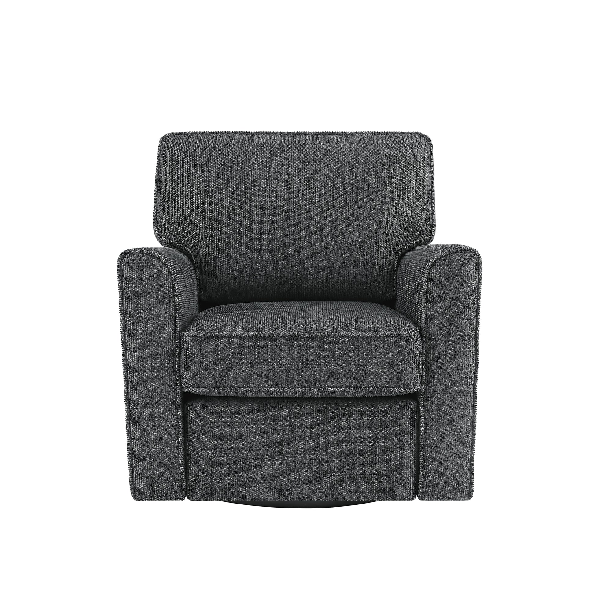 360° Swivel Chair Accent Barrel Armchair with Side Pockets, Grey Chenille, Compact Design for Living Room, Bedroom, Office