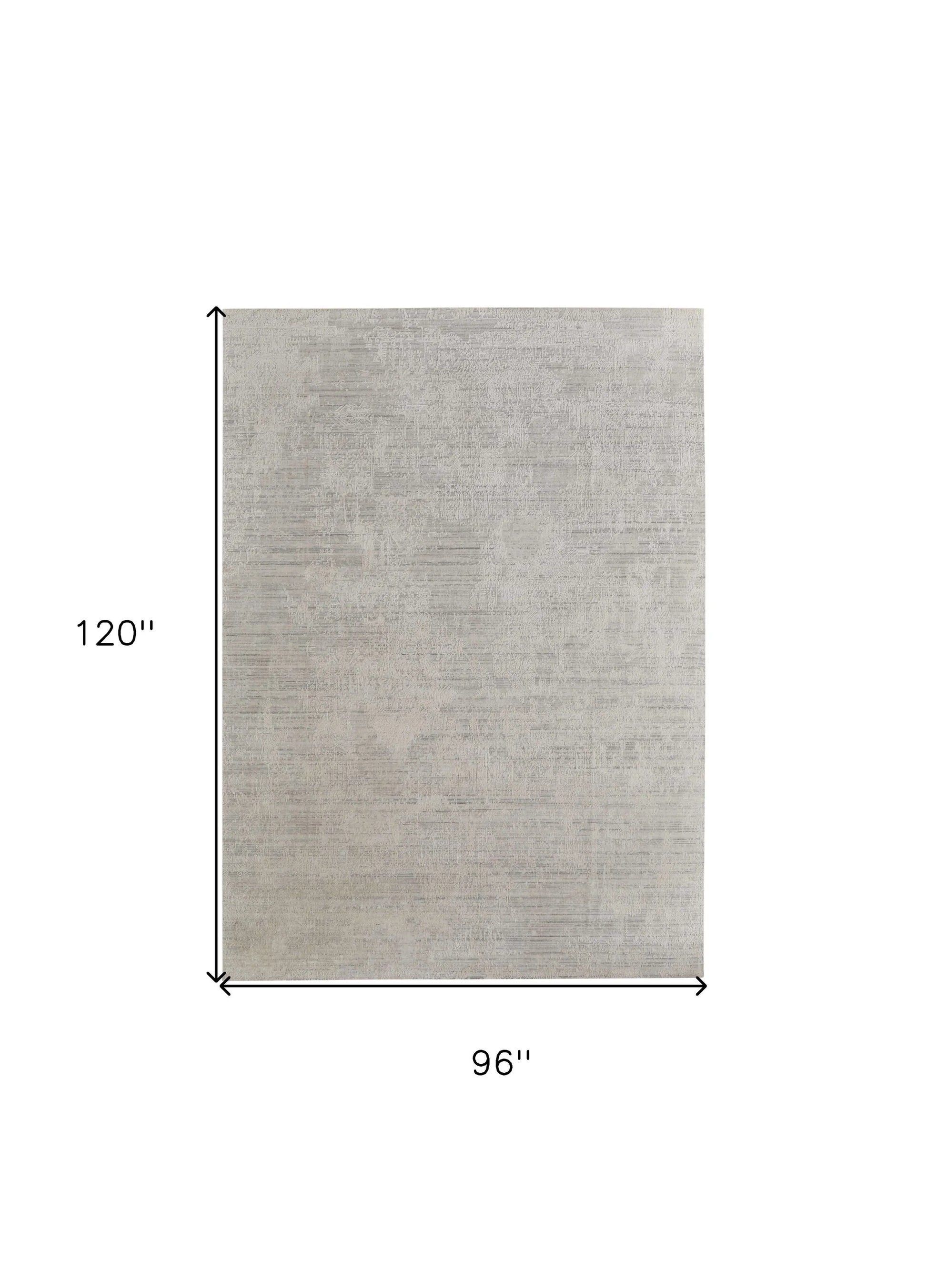 8' X 10' Gray and Ivory Abstract Hand Woven Worn Faded Area Rug
