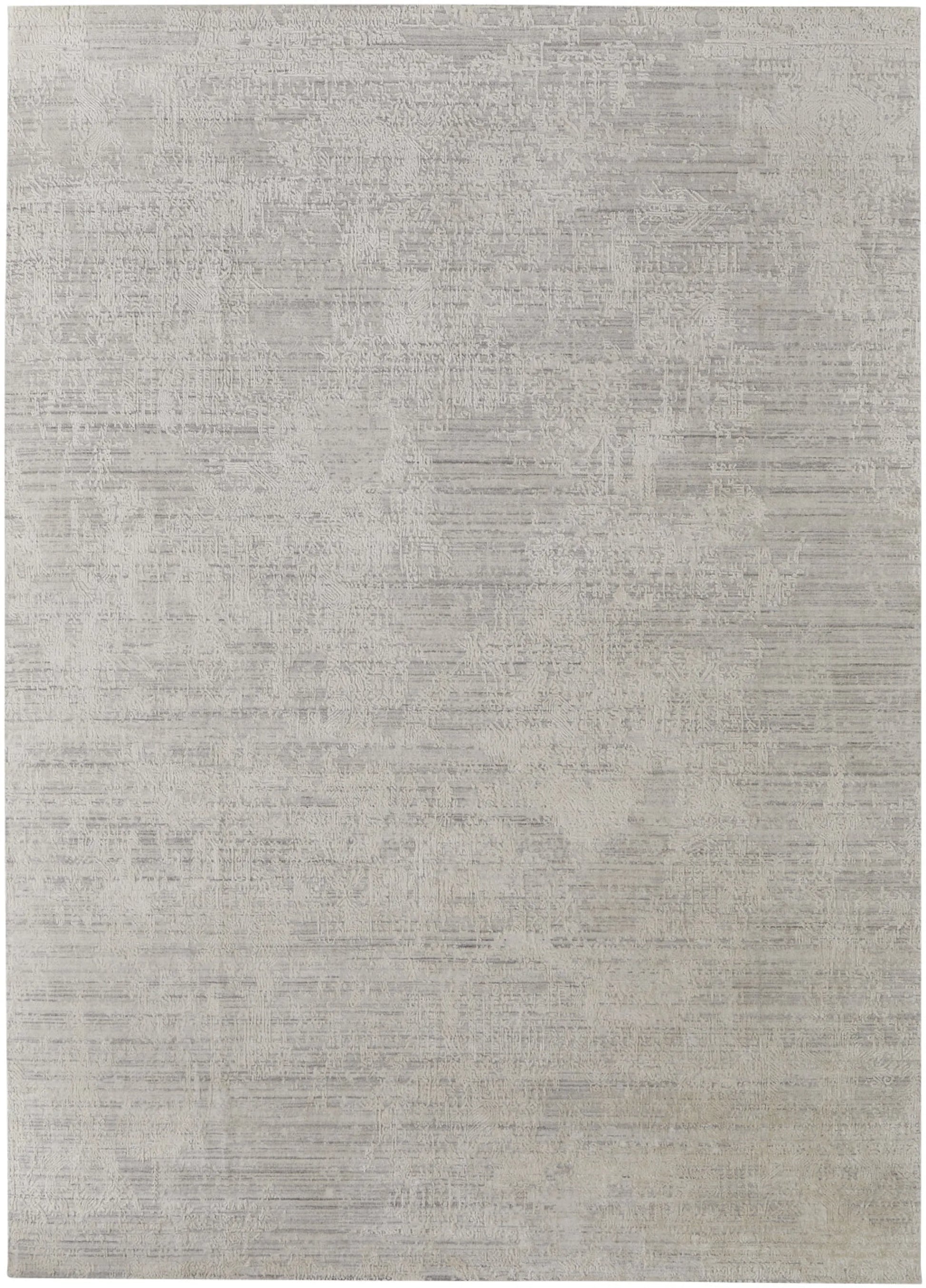 8' X 10' Gray and Ivory Abstract Hand Woven Worn Faded Area Rug