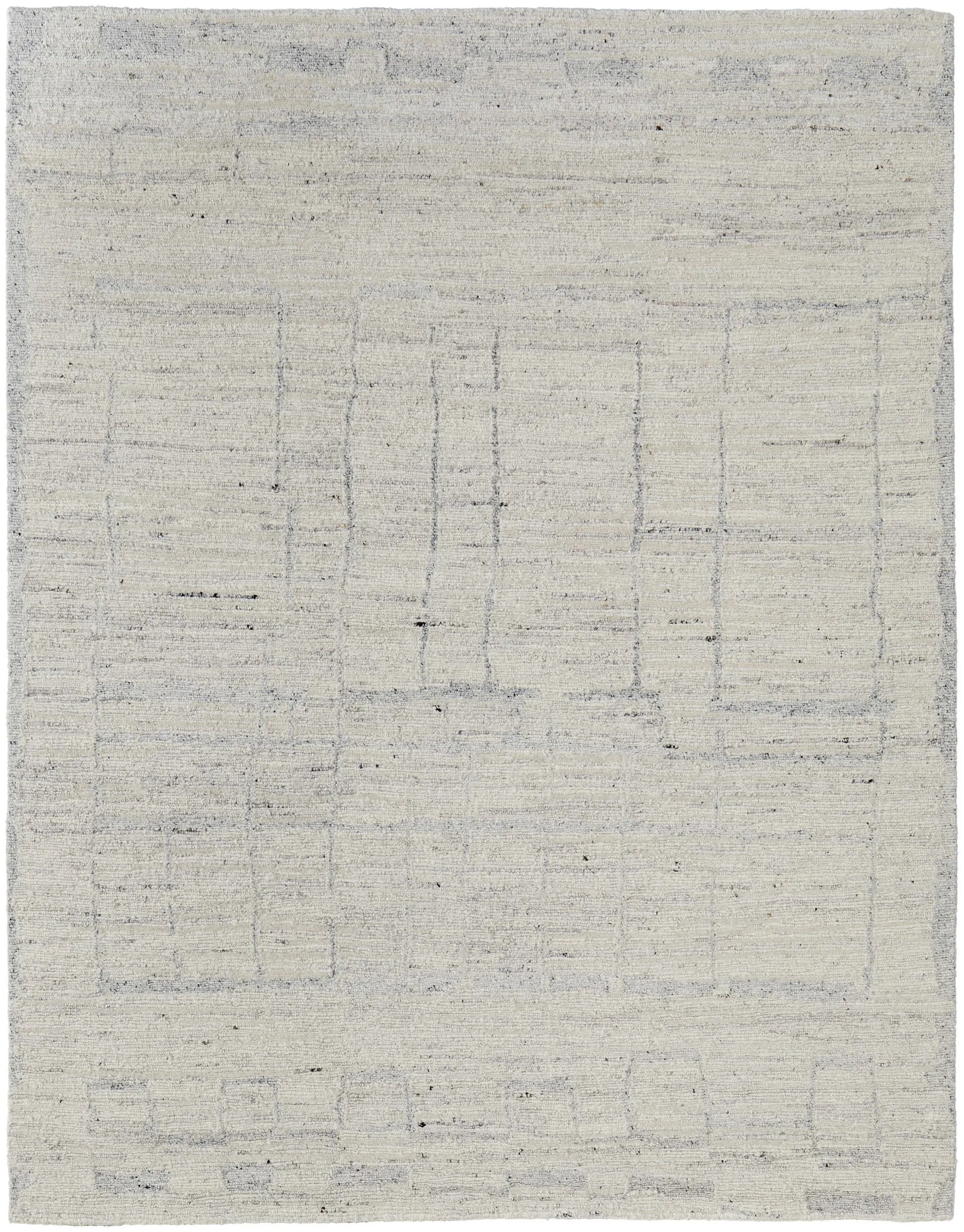 8' X 10' Gray and Ivory Abstract Hand Woven Worn Faded Area Rug