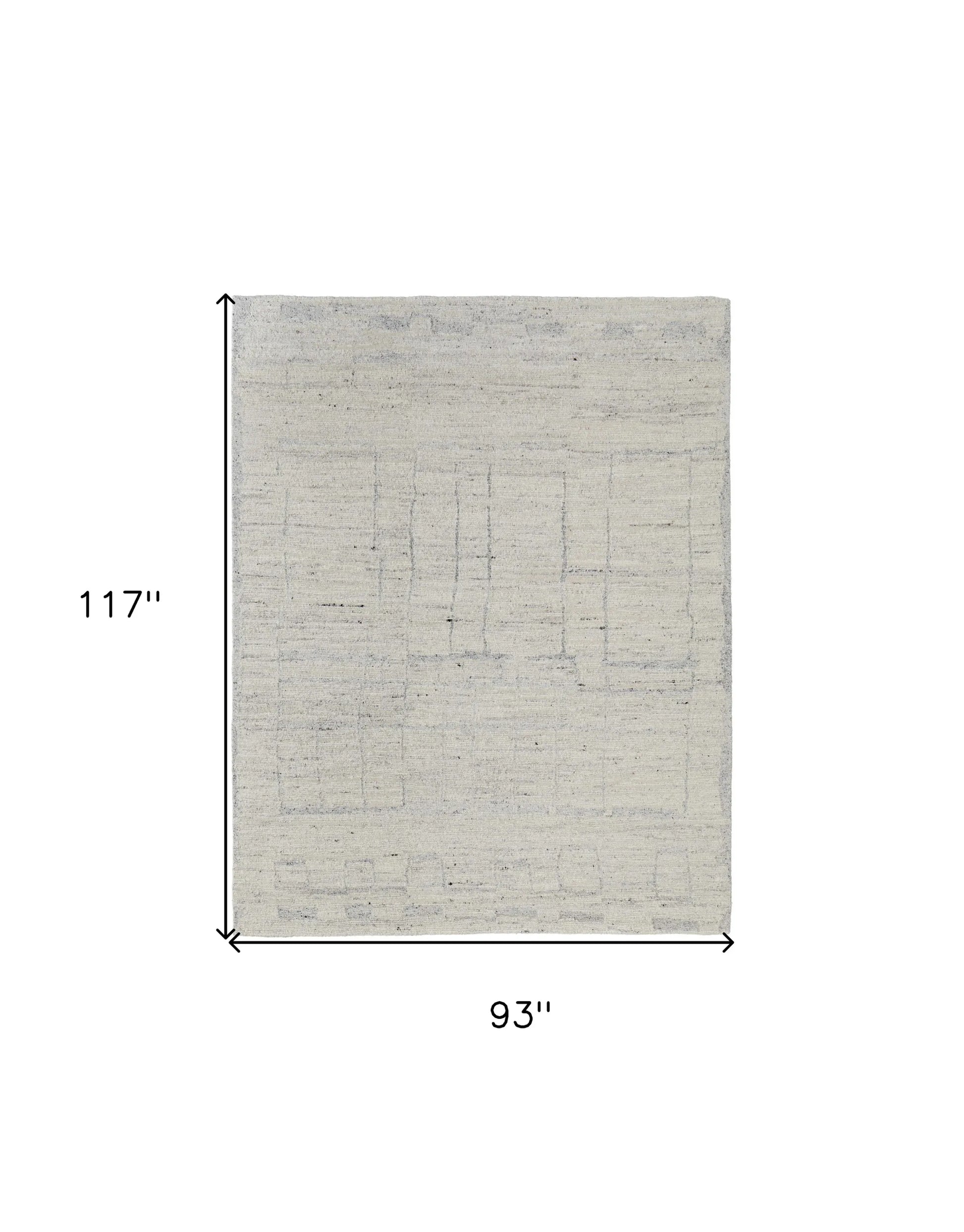 8' X 10' Gray and Ivory Abstract Hand Woven Worn Faded Area Rug