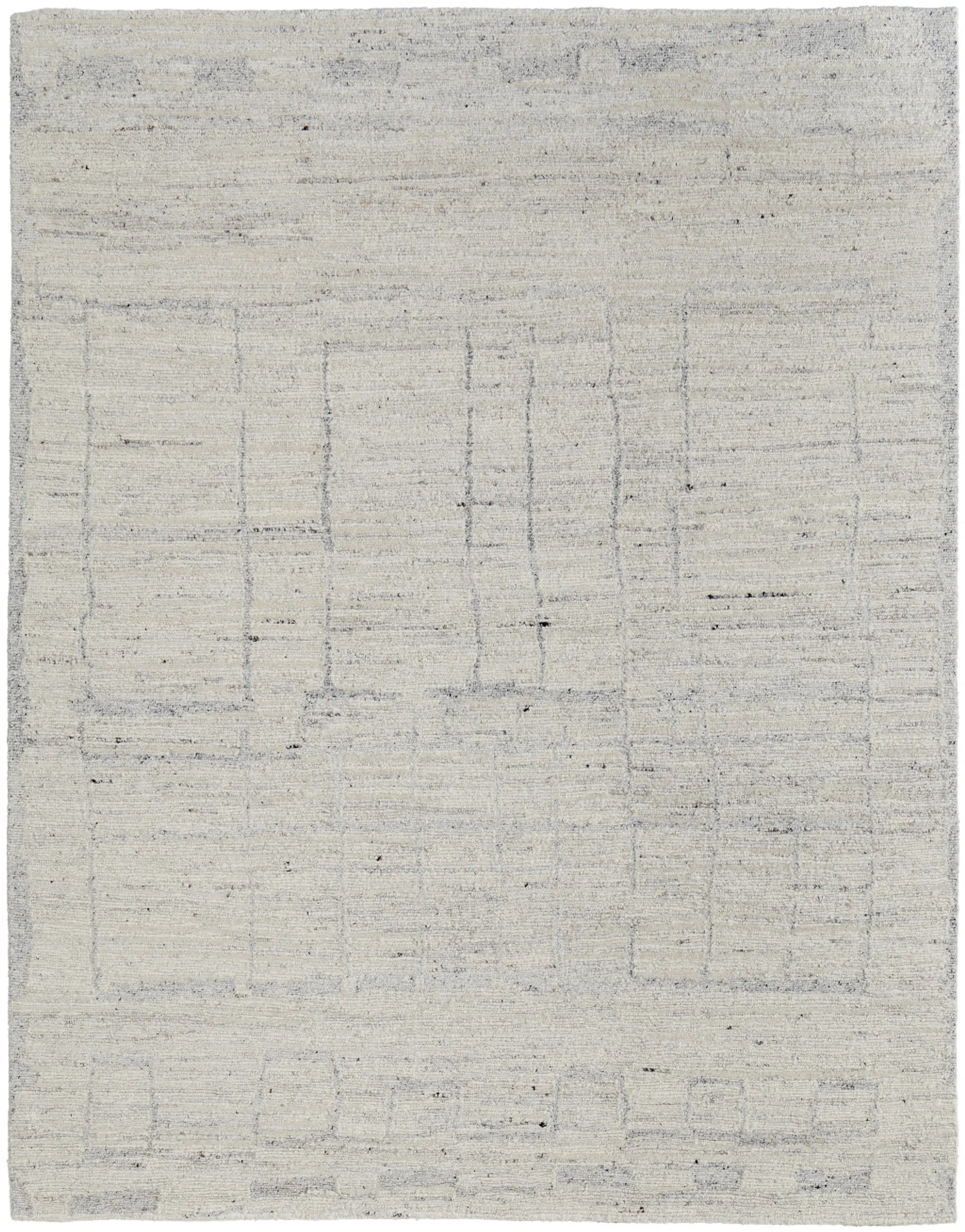 8' X 10' Gray and Ivory Abstract Hand Woven Worn Faded Area Rug