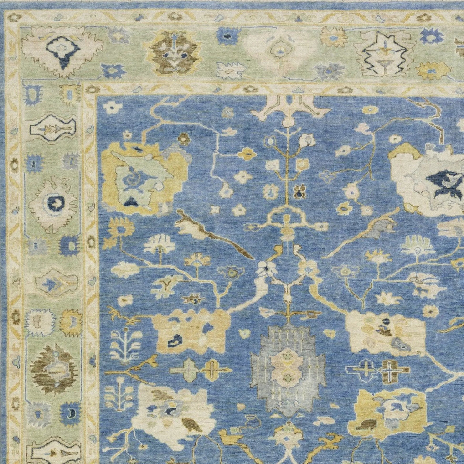 8' X 10' Blue And Green Wool Oriental Hand Knotted Area Rug With Fringe