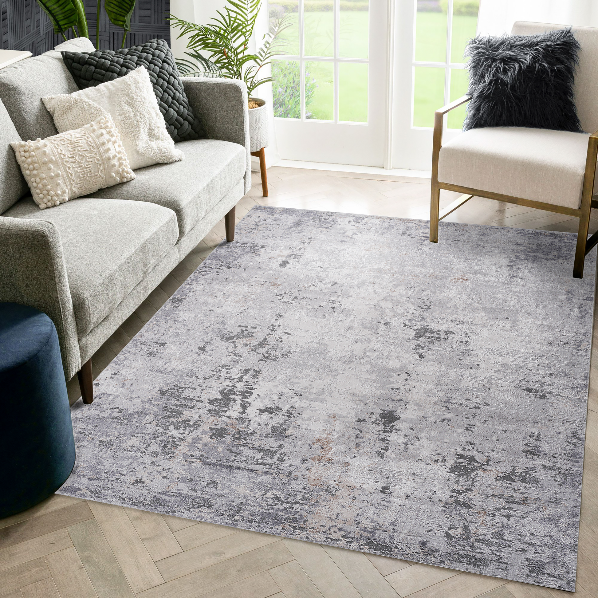 LOOM & LUXE Collection 5X7 Ivory/Sand/Abstract Non-Shedding Living Room Bedroom Dining Home Office Stylish and Stain Resistant Area Rug