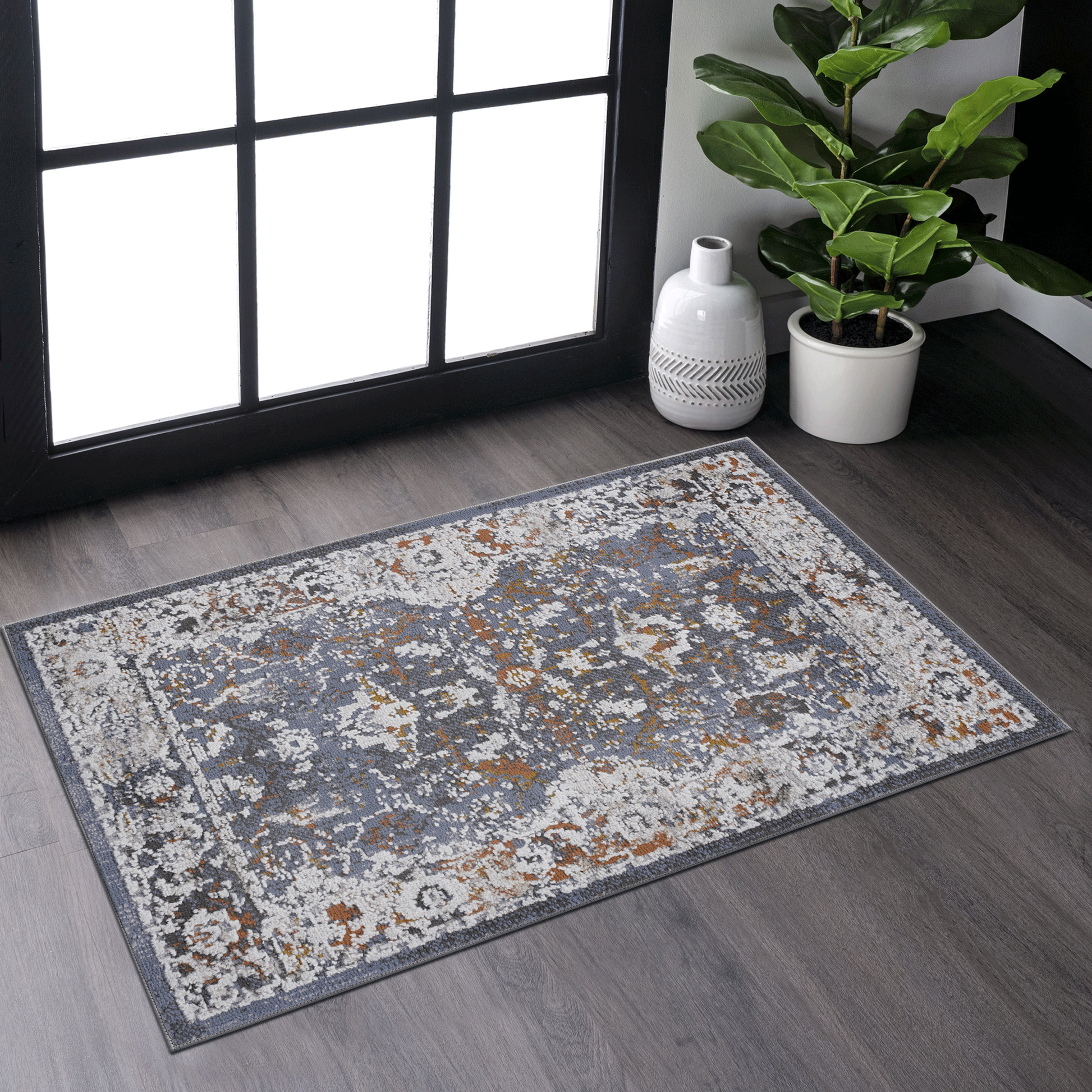 LOOM & LUXE Collection 2X3 Blue/Traditional Non-Shedding Living Room Bedroom Dining Home Office Stylish and Stain Resistant Area Rug