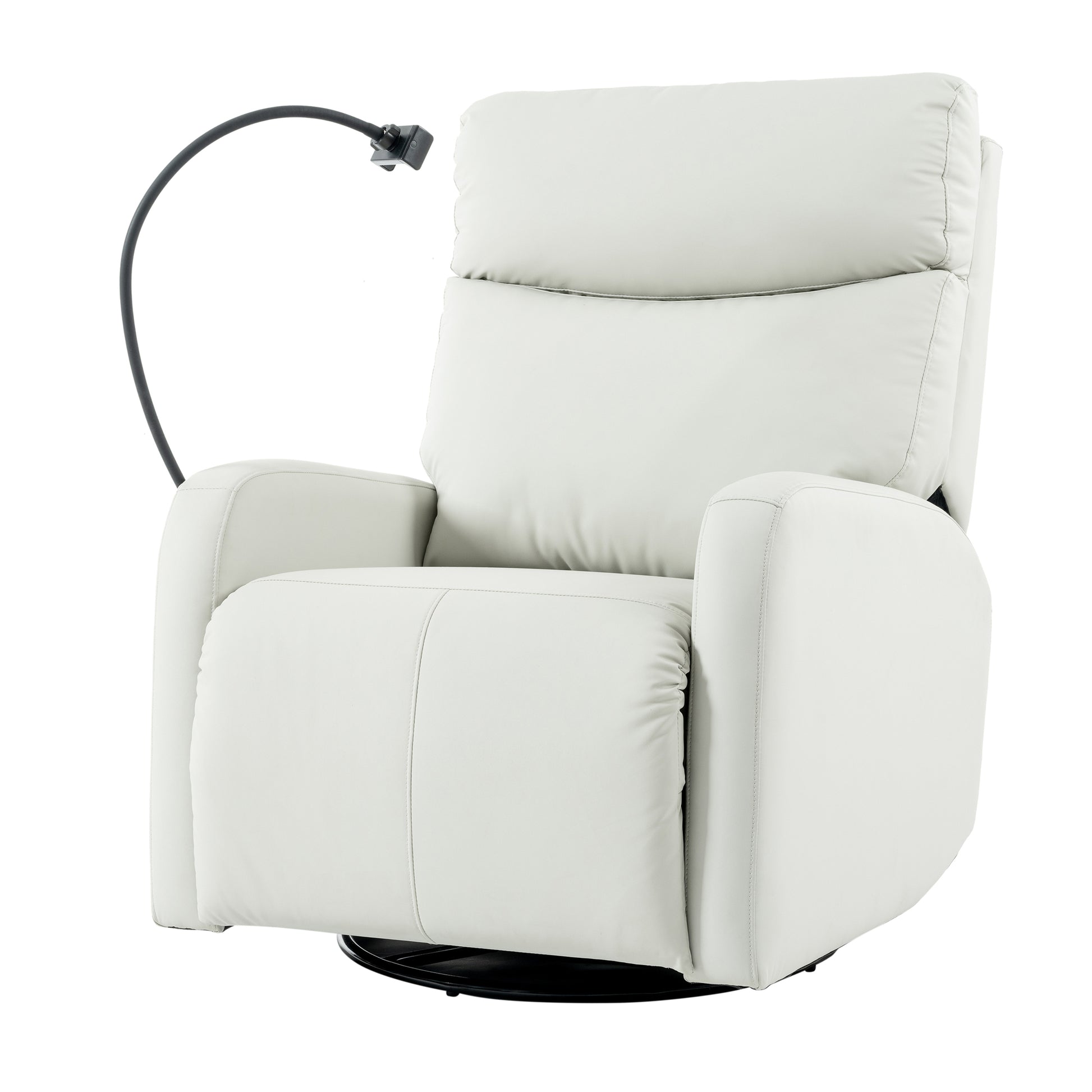 Rocking Recliner Chair, 360° Swivel Nursery Rocking Chair, Glider Chair, Modern Small Rocking Swivel Recliner Chair, Home Theater Seat, Phone Holder (Light Gray+360° Swivel)