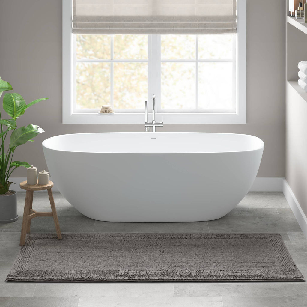 1 PCS 24x60' 100% Cotton Tufted 3000 GSM Reversible Bath Rug Charcoal