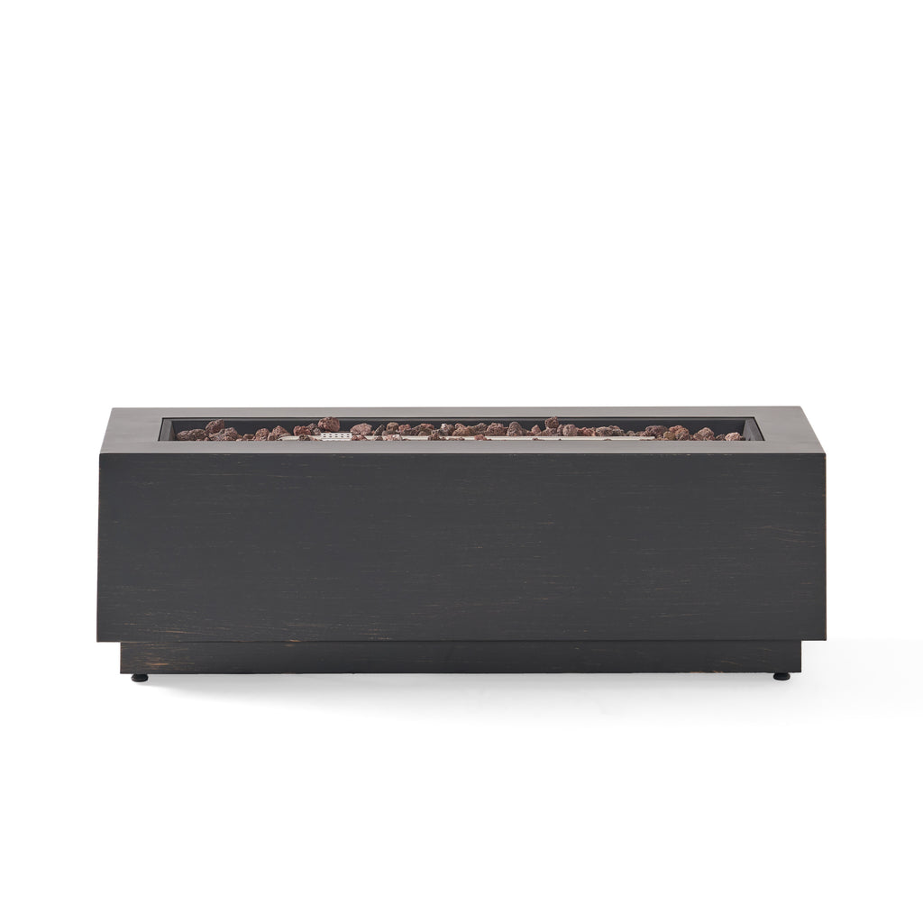 Modern Dark Grey 40' Outdoor Iron Propane Fire Pit, 50,000 BTU, Sleek Design
