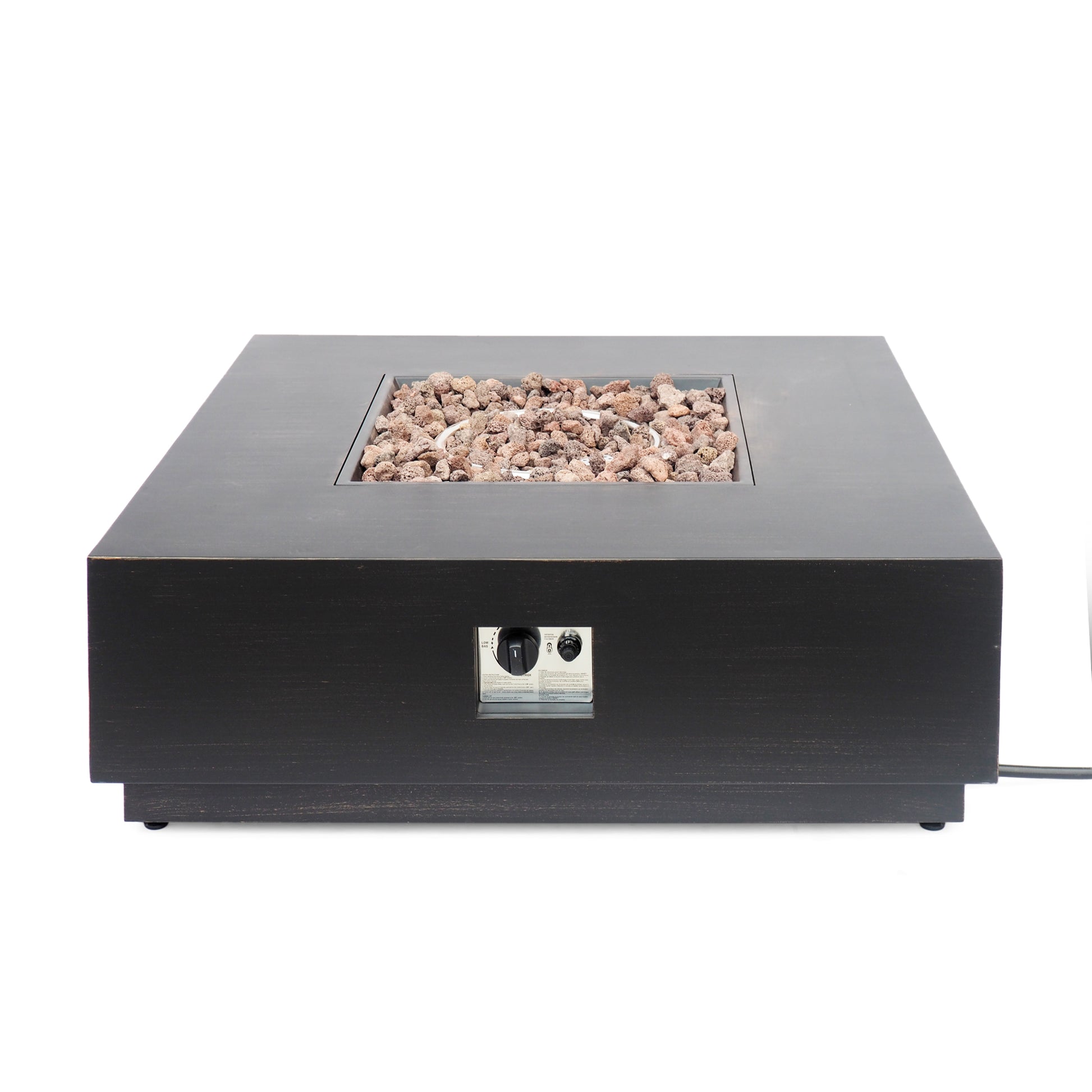 WELLINGTON Stylish 40'Square Fire Pit in Brown and Gold Iron for Outdoor Warmth