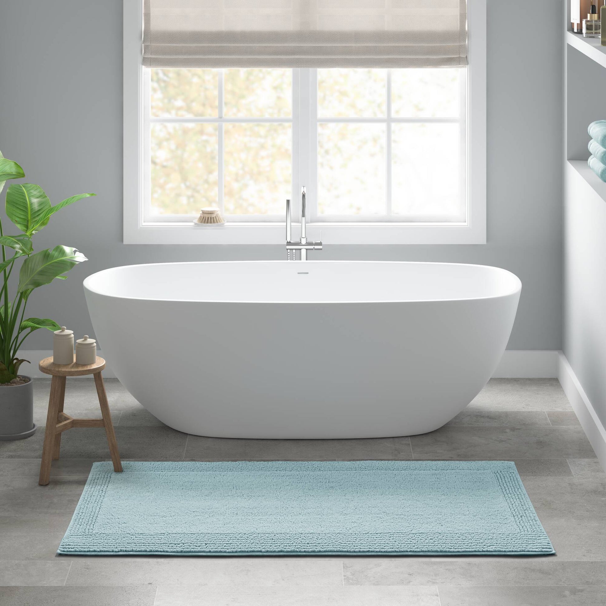 1 PCS 24x60' 100% Cotton Tufted 3000 GSM Reversible Bath Rug Blue