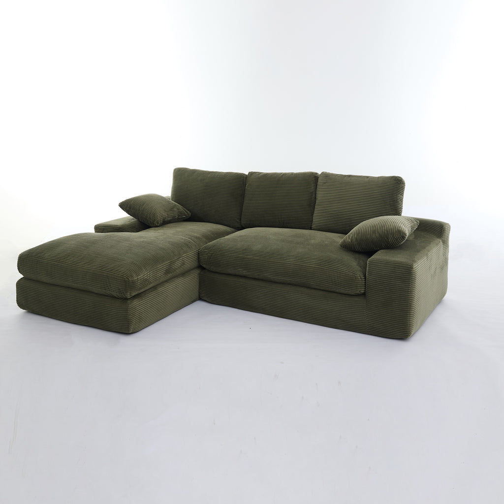 Modern Minimalist Modular Sectional Sofa Set, Upholstered Sleeper Sofa, Army Green, Foam Spring, 99*69 Inch