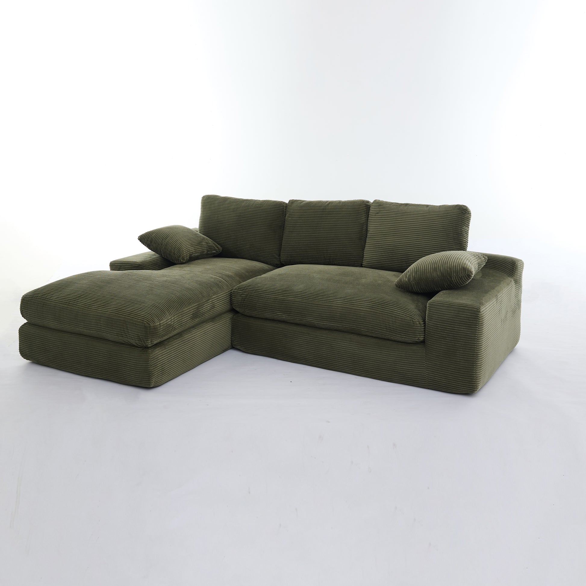 Modern Minimalist Modular Sectional Sofa Set, Upholstered Sleeper Sofa, Army Green, Foam Spring, 99*69 Inch