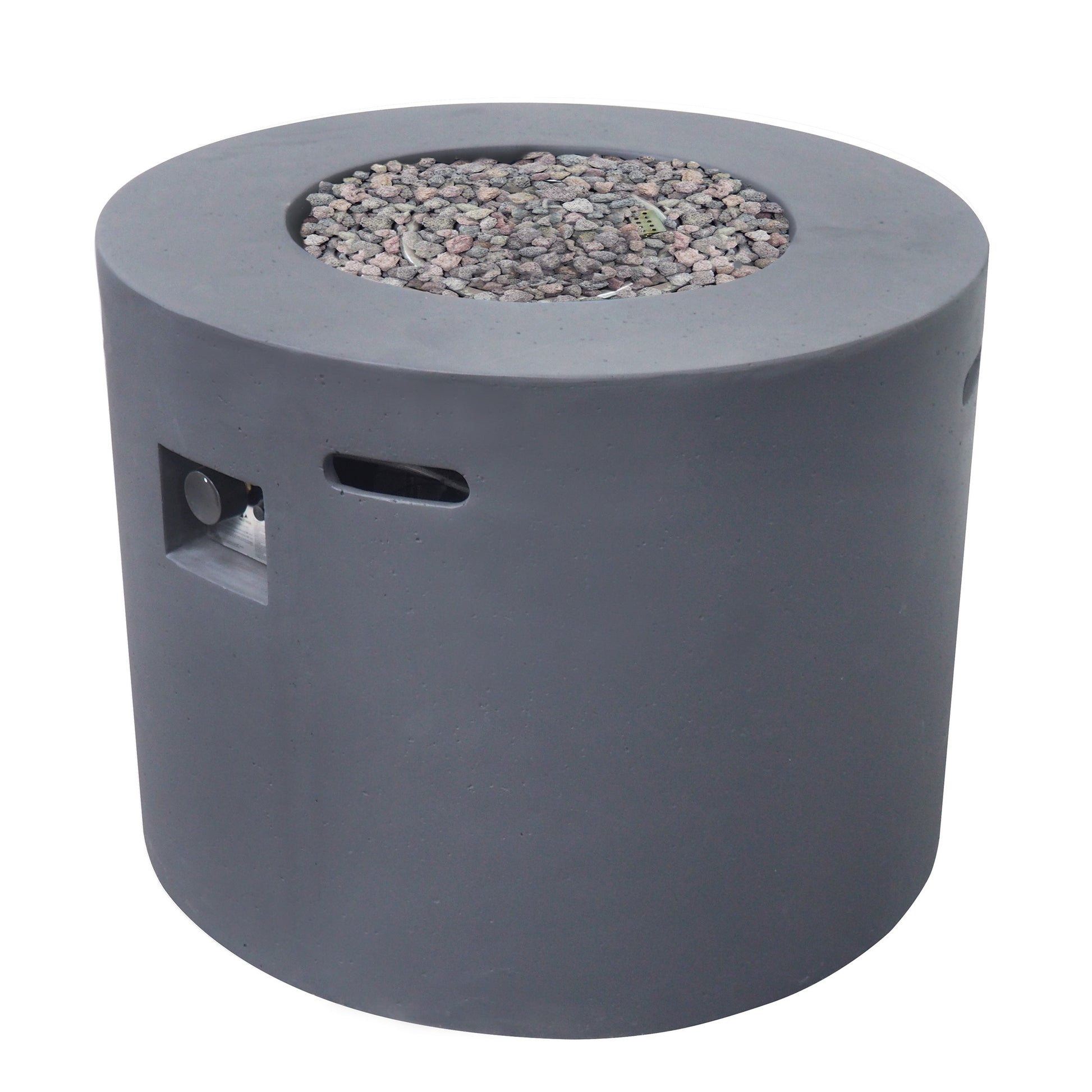 Contemporary 31' Round MGO Fire Pit with 40,000 BTU in Dark Grey Lightweight Concrete