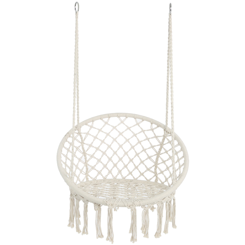 Macrame Hanging Hammock Chair, Cotton Rope Swing for Indoor and Outdoor Use, 330 lbs Capacity
