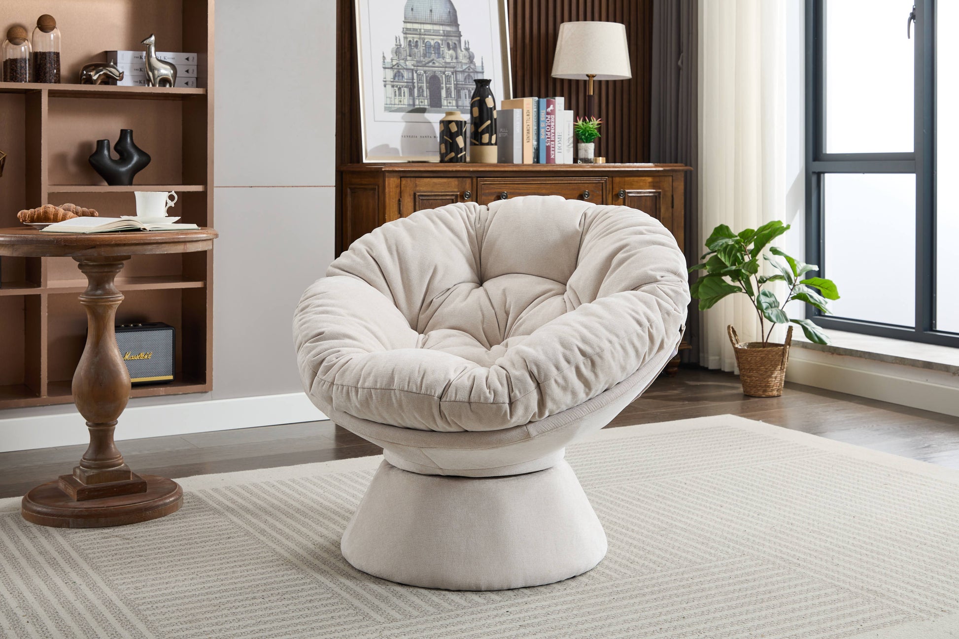 Oversized Swivel Accent Chair, 360 Swivel Barrel Chair, Papasan Chair for Living Room Bedroom